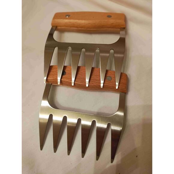 The Spring Shop Barbeque Stainless Steel Wooden Handles Meat Claws Hl9161811 - Picture 5 of 8